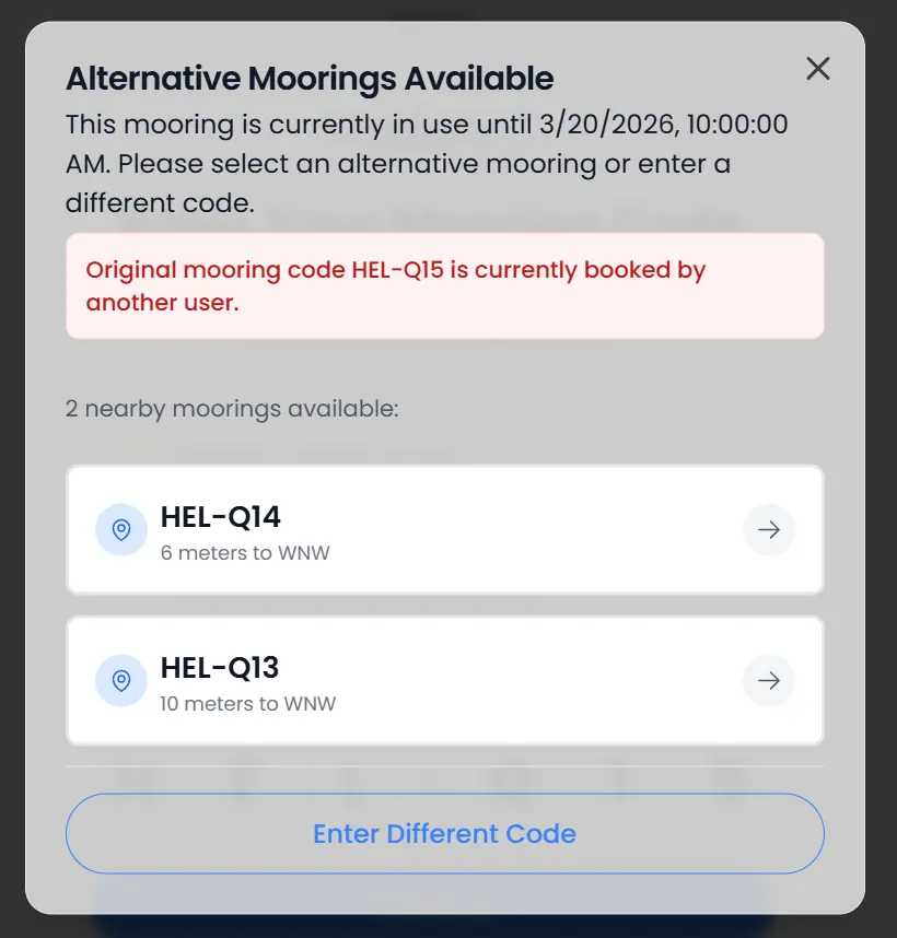 Alternative Moorings Dialog