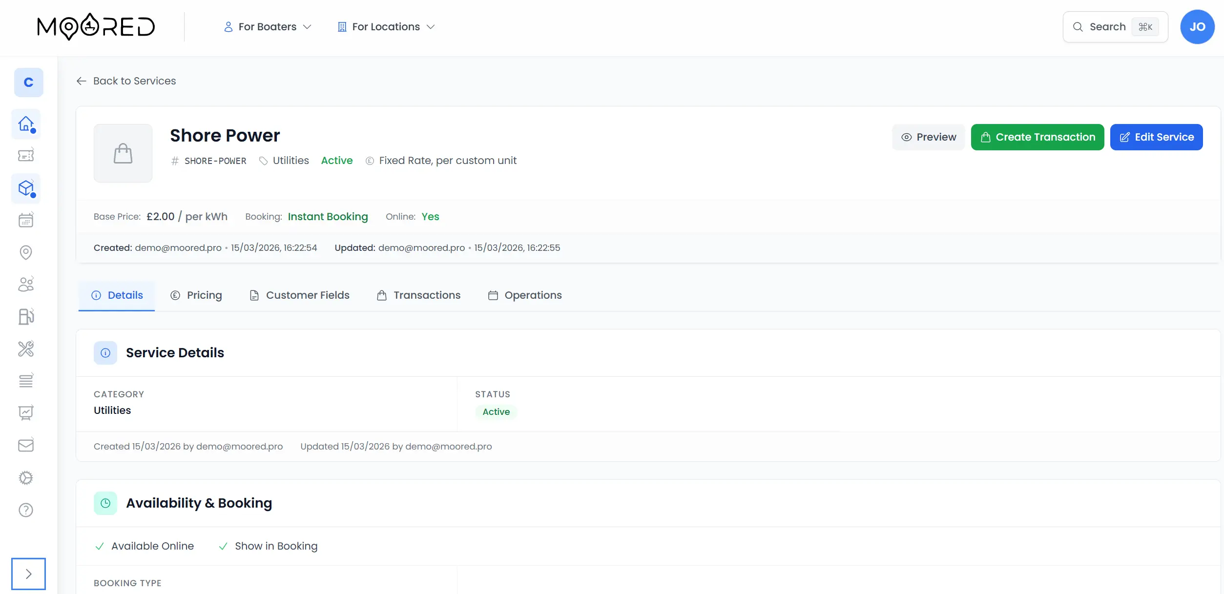 Service Catalogue — Staff Dashboard